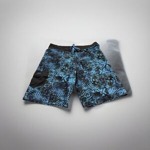 Crazy Shirts Hawaii Mens Blue Camo Floral Swim Cargo Shorts Size 36